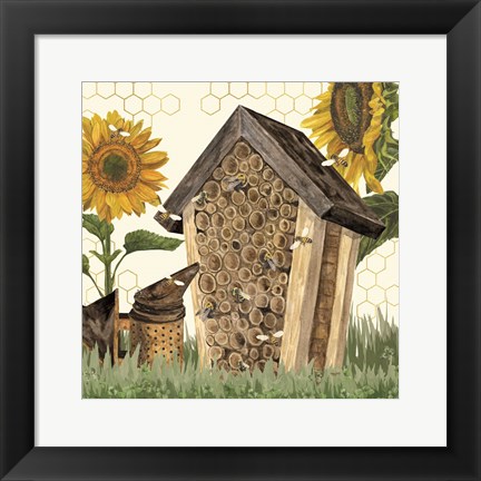 Framed Honey Bees &amp; Flowers Please X Print