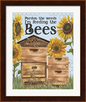 Framed Honey Bees &amp; Flowers Please portrait IV-Pardon the Weeds Print