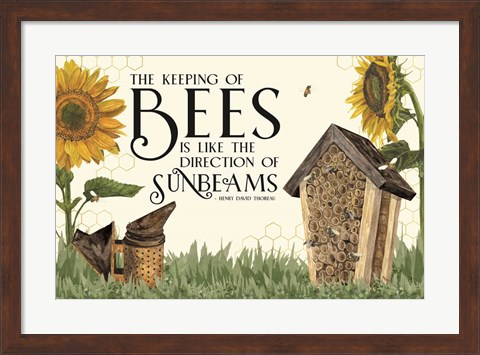 Framed Honey Bees &amp; Flowers Please landscape IV-Sunbeams Print