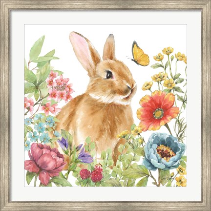 Framed Garden Bunnies V Print