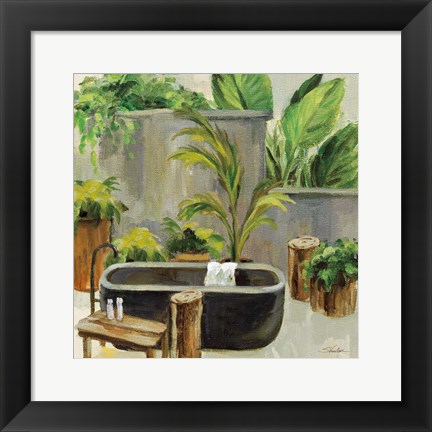Framed Tropical Bath I Print