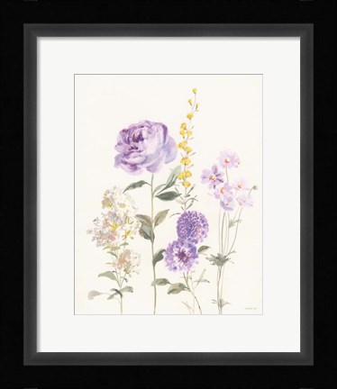 Framed Picket Fence Flowers I Pastel Print