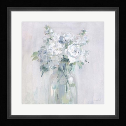 Framed Shades of White Bouquet Print
