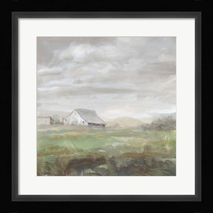 Framed White Barn Fields Print
