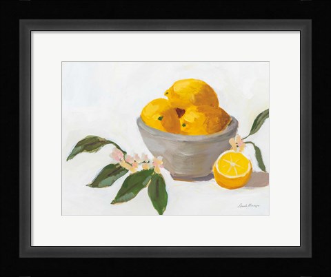 Framed Lemons in Grey Bowl Print