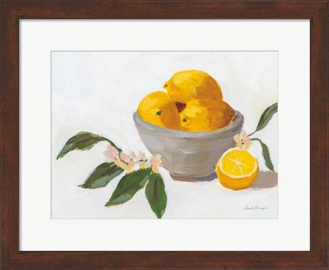 Framed Lemons in Grey Bowl Print