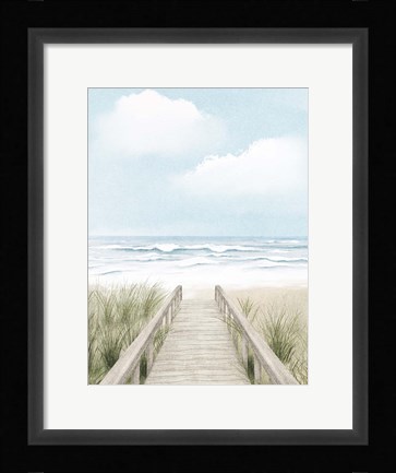 Framed Wooden Path To The Beach Print