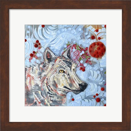 Framed Wolf and Moon Print