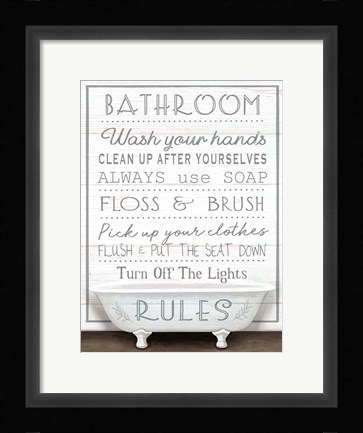 Framed Bathroom Rules Print