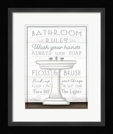 Framed Bathroom Rules Print