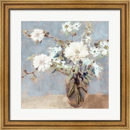 Framed Soft Blue Bouquet II Print