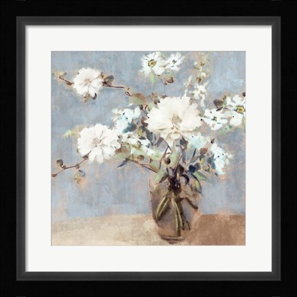 Framed Soft Blue Bouquet II Print