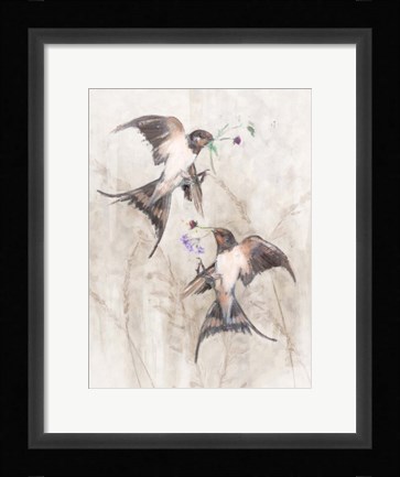 Framed Playful Swallows II Print