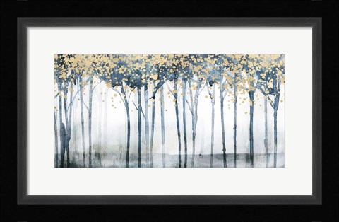 Framed Golden Blue Trees II Print