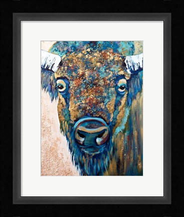 Framed Blue Bison Print