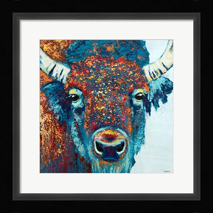 Framed Bison Sunrise Print