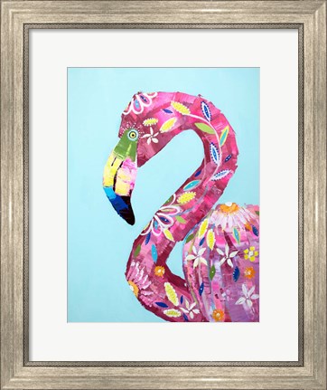 Framed Daisy Flamingo Print