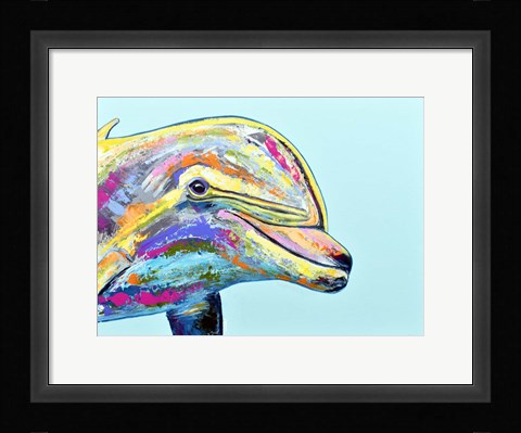 Framed Blue Dolphin Print