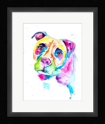 Framed Colorful Pitbull Print