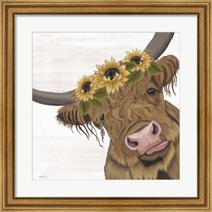 Framed Sunflower Highland Print