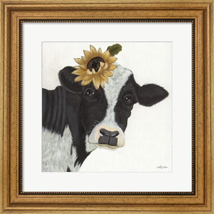Framed Sunflower Cow Print