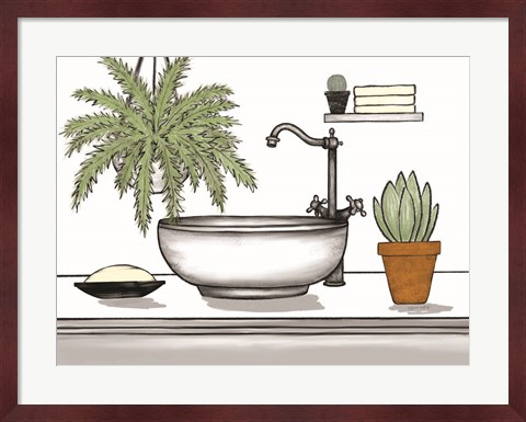 Framed Bathroom Plants II Print
