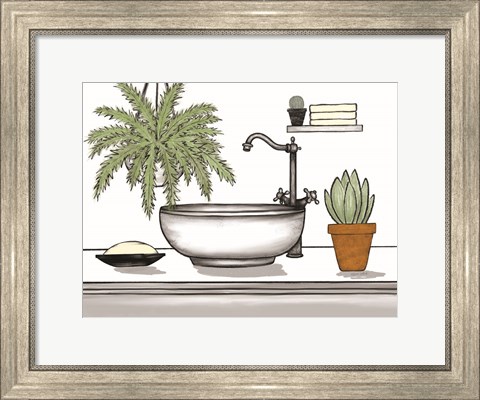 Framed Bathroom Plants II Print