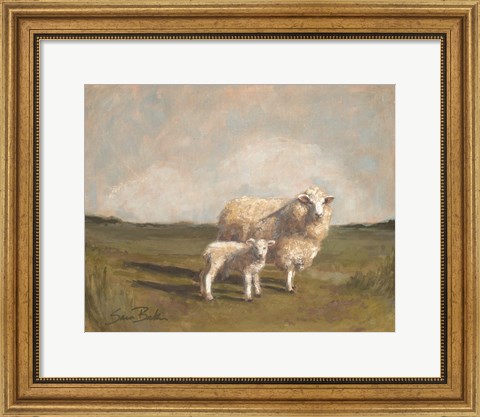 Framed Sheep in the Pasture II Print