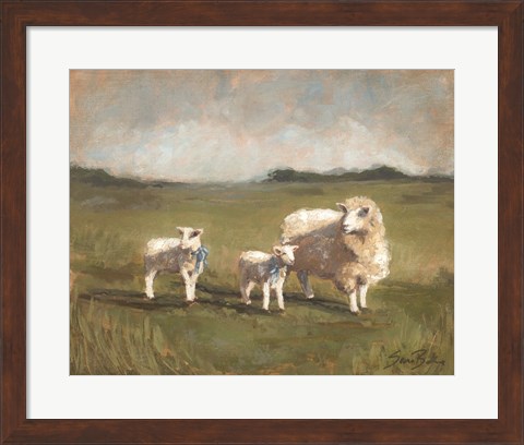Framed Sheep in the Pasture III Print