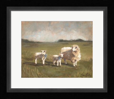 Framed Sheep in the Pasture III Print