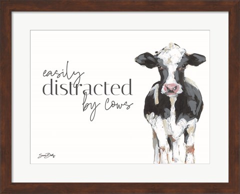 Framed Easily Distracted by Cows Print