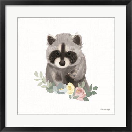 Framed Floral Raccoon Print