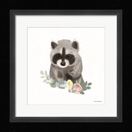 Framed Floral Raccoon Print