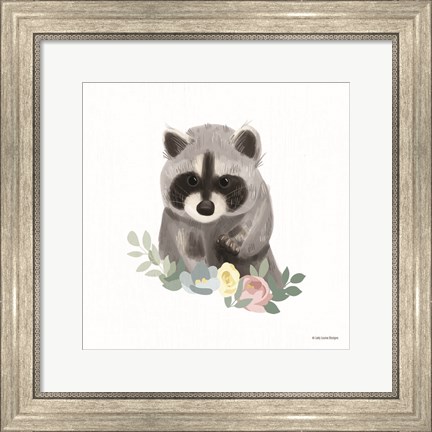 Framed Floral Raccoon Print