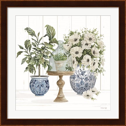 Framed Chinoiserie Florals I Print