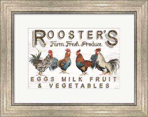 Framed Rooster&#39;s Farm Fresh Produce Print