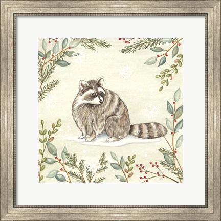 Framed Woodland Animals Raccoon Print