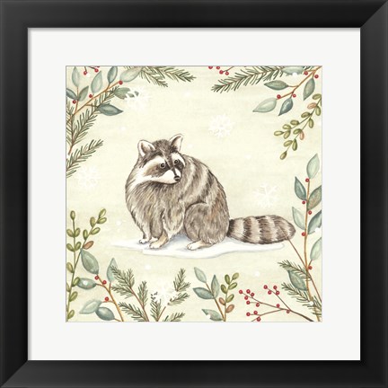 Framed Woodland Animals Raccoon Print