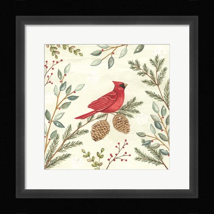 Framed Woodland Animals Cardinals Print