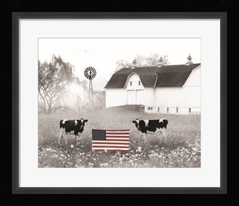 Framed Patriotic Cows Print