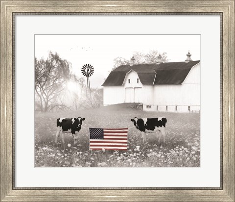 Framed Patriotic Cows Print