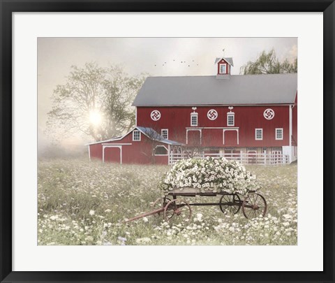 Framed Misty Meadow Barn Print