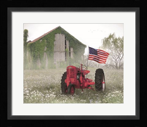 Framed Red Patriotic Tractor Print