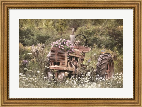 Framed Country Garden Tractor Print