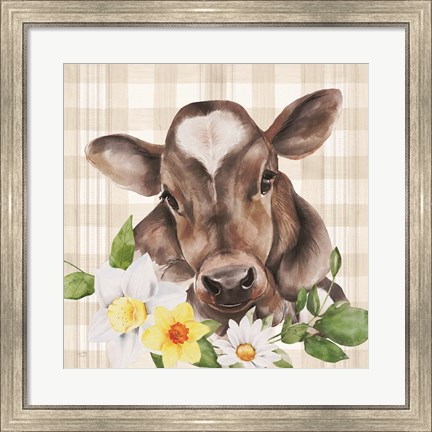 Framed Bessie with Flowers Print