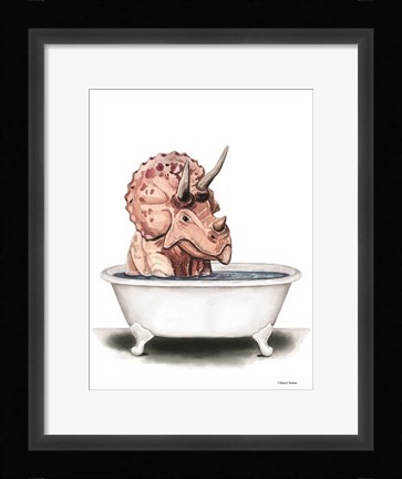 Framed Dino Bath I Print