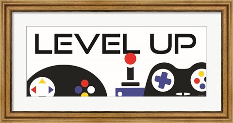 Framed Level Up with Controllers Print
