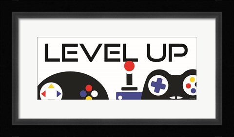 Framed Level Up with Controllers Print