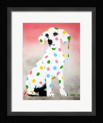 Framed Damien's Dotty Spotty Dawg - Pink Print