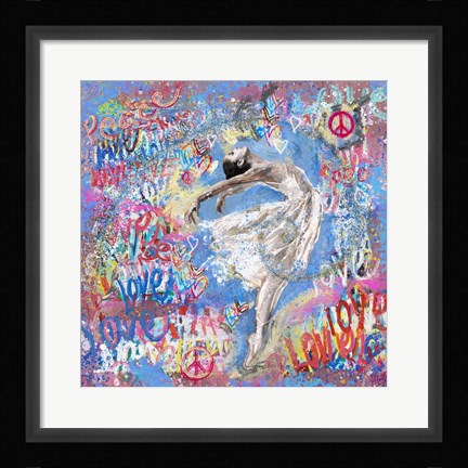 Framed Graffiti Ballerina 1 Print